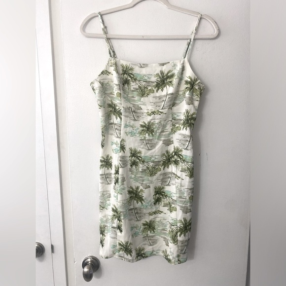 Palm Tree White Mini Slip Dress size small​​, cute dress - Picture 2 of 8